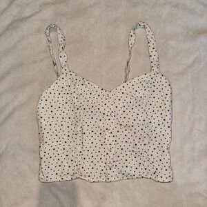 Abercrombie & Fitch. White + black starry spaghetti strap crop top smocked back